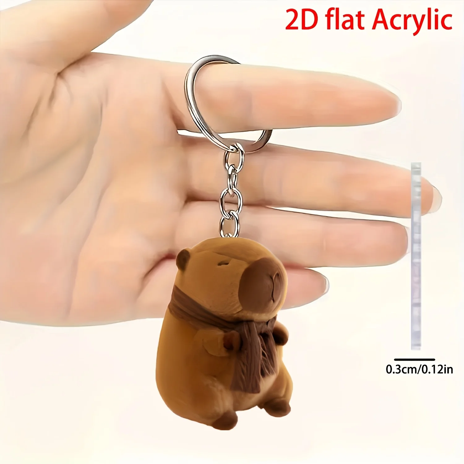 A flat cute capybara shape capybara shape plush like acrylic pendant - key chain - key durable decorations (Halloween/Christmas gifts) - capybara lovers novelty,