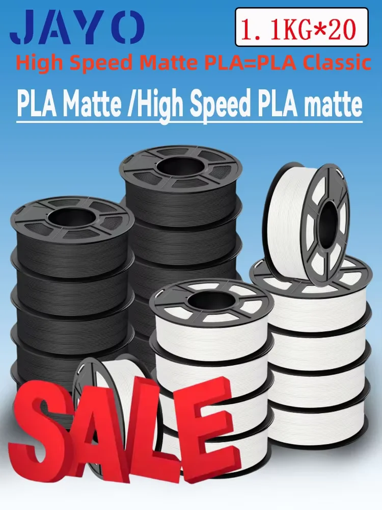 JAYO 20 rollen 3D PLA mat/hoge snelheid PLA mat printerfilament 1,75 mm netjes gewonden PLA met matte afwerking print voor 3D-printer - afbeelding 2
