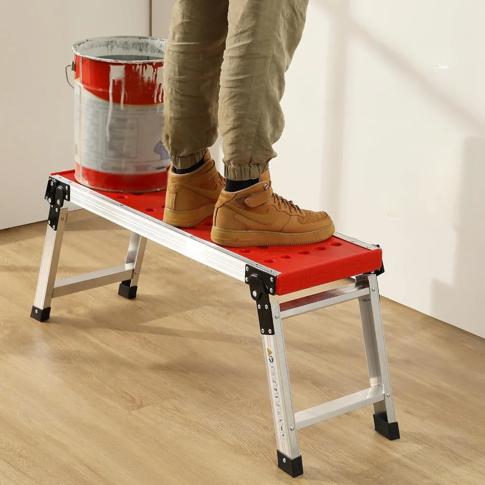 

Folding Work Platform, Adjustable Step Ladder with Anti-Slip Feet Cover, Lightweight Stepladder with Safety Lock,Ladder.