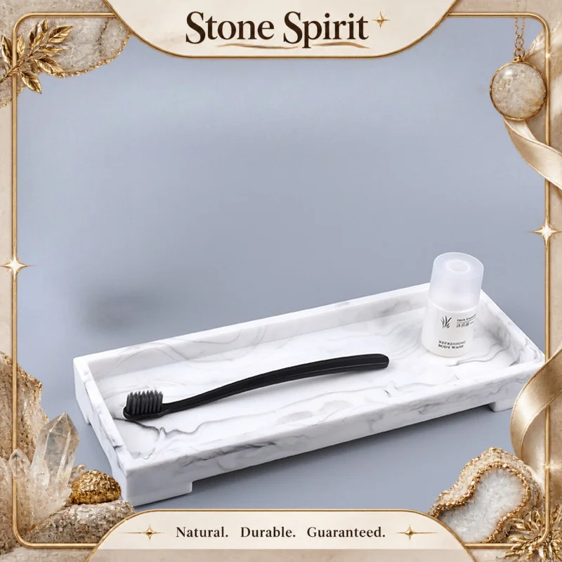 【Natural】Creative marble-patterned tray square jewelry storage toiletries tray