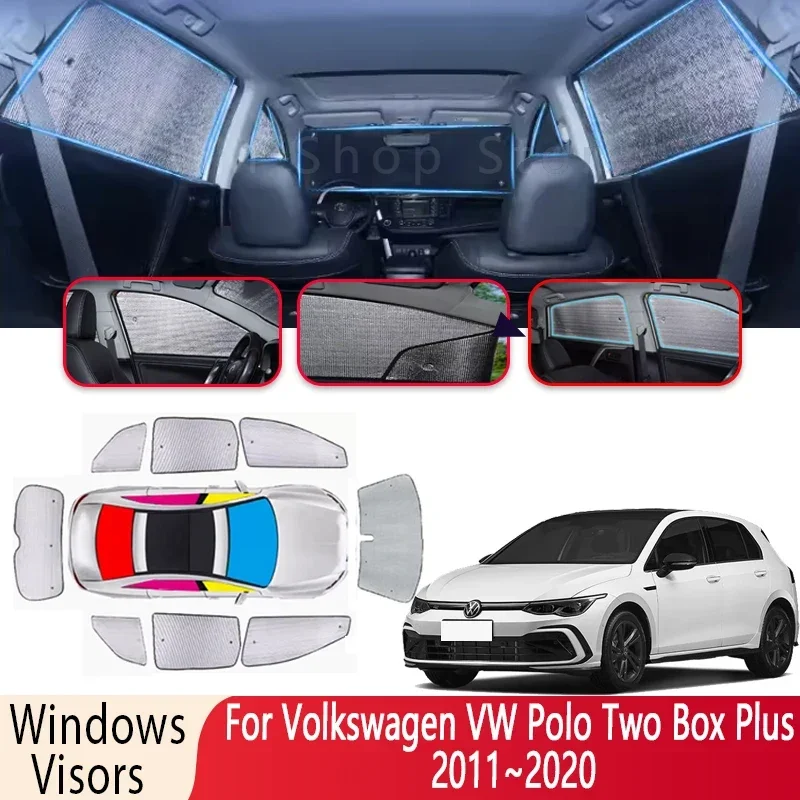 Sun Shade For Volkswagen VW Polo Two Box Plus 2011~2020 Car Windshield Sunshade Heat Insulation Auto Parts Sun Visor Accessories