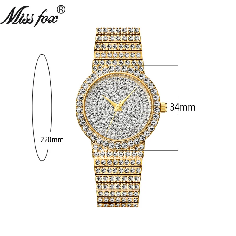 Reloj de cuarzo para mujer, cronógrafo de estilo coreano dorado, resistente al agua con diamantes, envío gratis