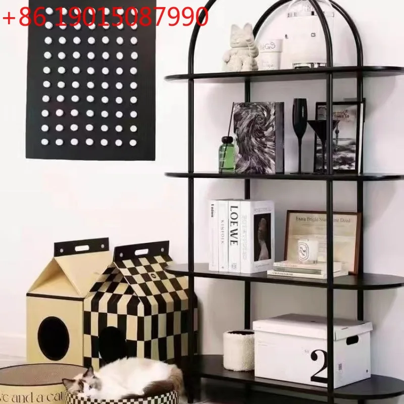 

Light luxury arched storage bookshelf, living room floor-to-ceiling home simple storage display shelf