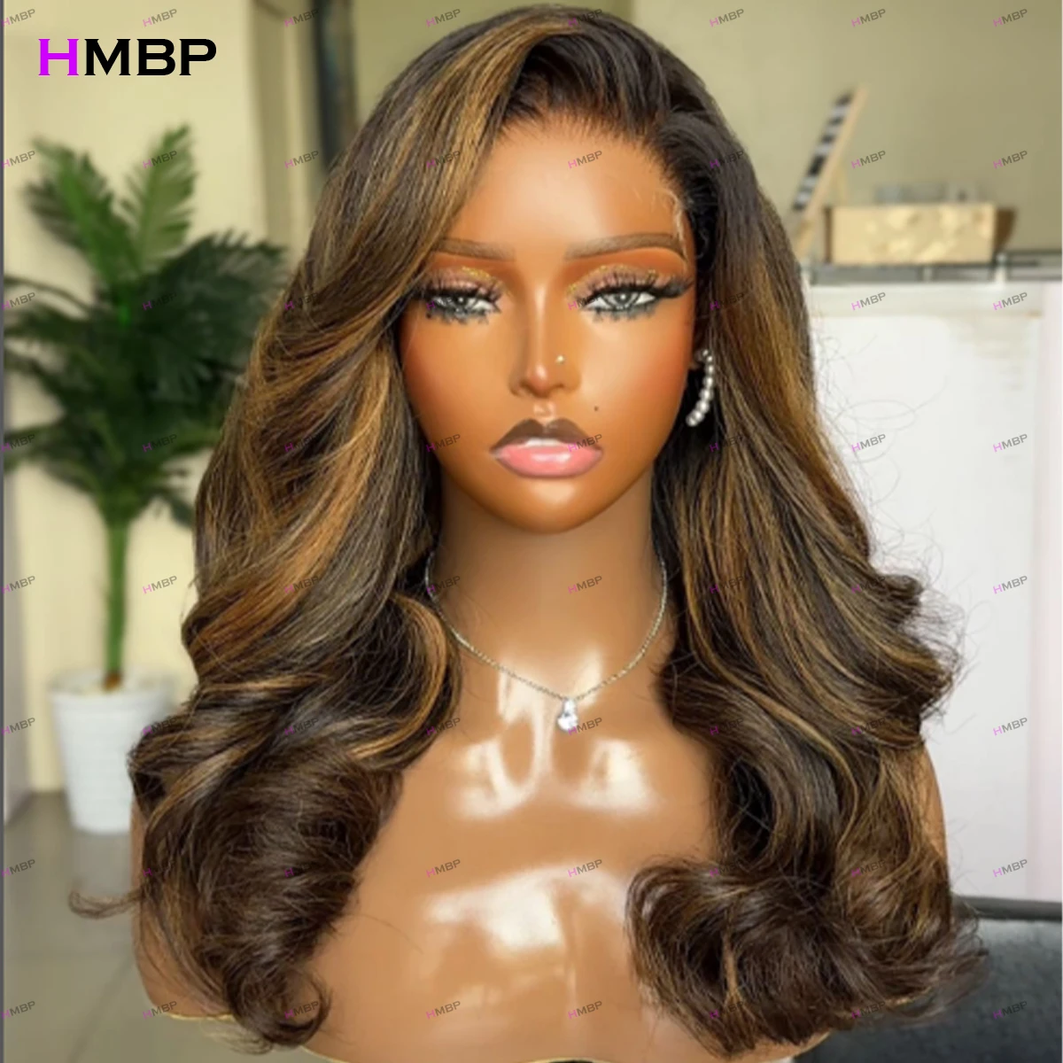 

Highligh Color 360/13x6 HD Glueless Lace Frontal Wig Human Hair Ready To Go Body Wave Pre Plucked Human Hair Wigs For Women HMBP