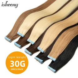 Lightweight Tape in Human Hair Extensions 12-24 inches Seamless PU Skin Weft Tape Hair Natural Straight 20pcs/pack 30G Tape Glue