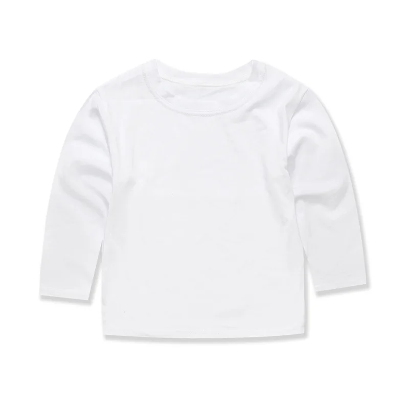 Basic White T Shirts for Kids Boys Girls 2 to 3 4 5 6 7 8 9 10 11 12 13 14 Years 100% Cotton Long Sleeve Plain Children Clothes