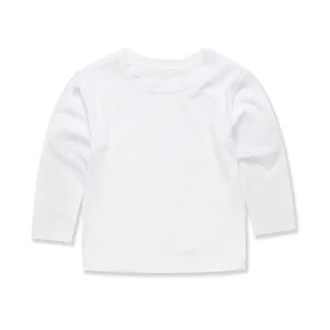 Basic White T Shirts for Kids Boys Girls 2 to 3 4 5 6 7 8 9 10 11 12 13 14 Years 100% Cotton Long Sleeve Plain Children Clothes