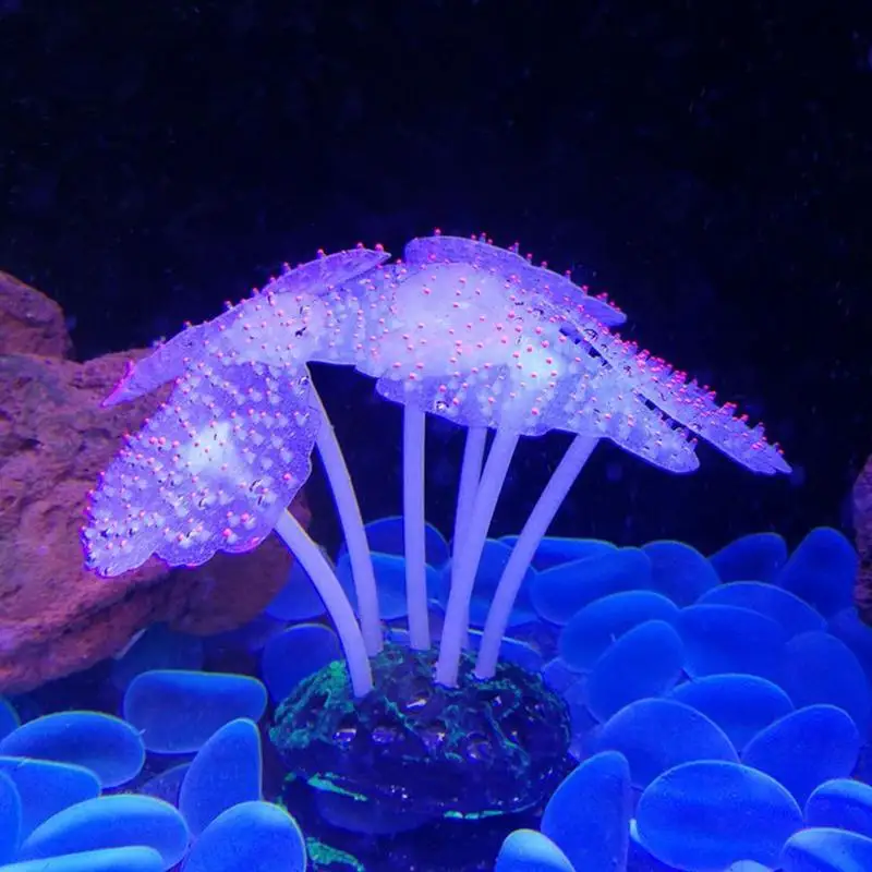 Glowing Artificial Grass Ornament Silicone Aquarium Decoration Fish Tank Plant Under Water Simulation Sea Anemone