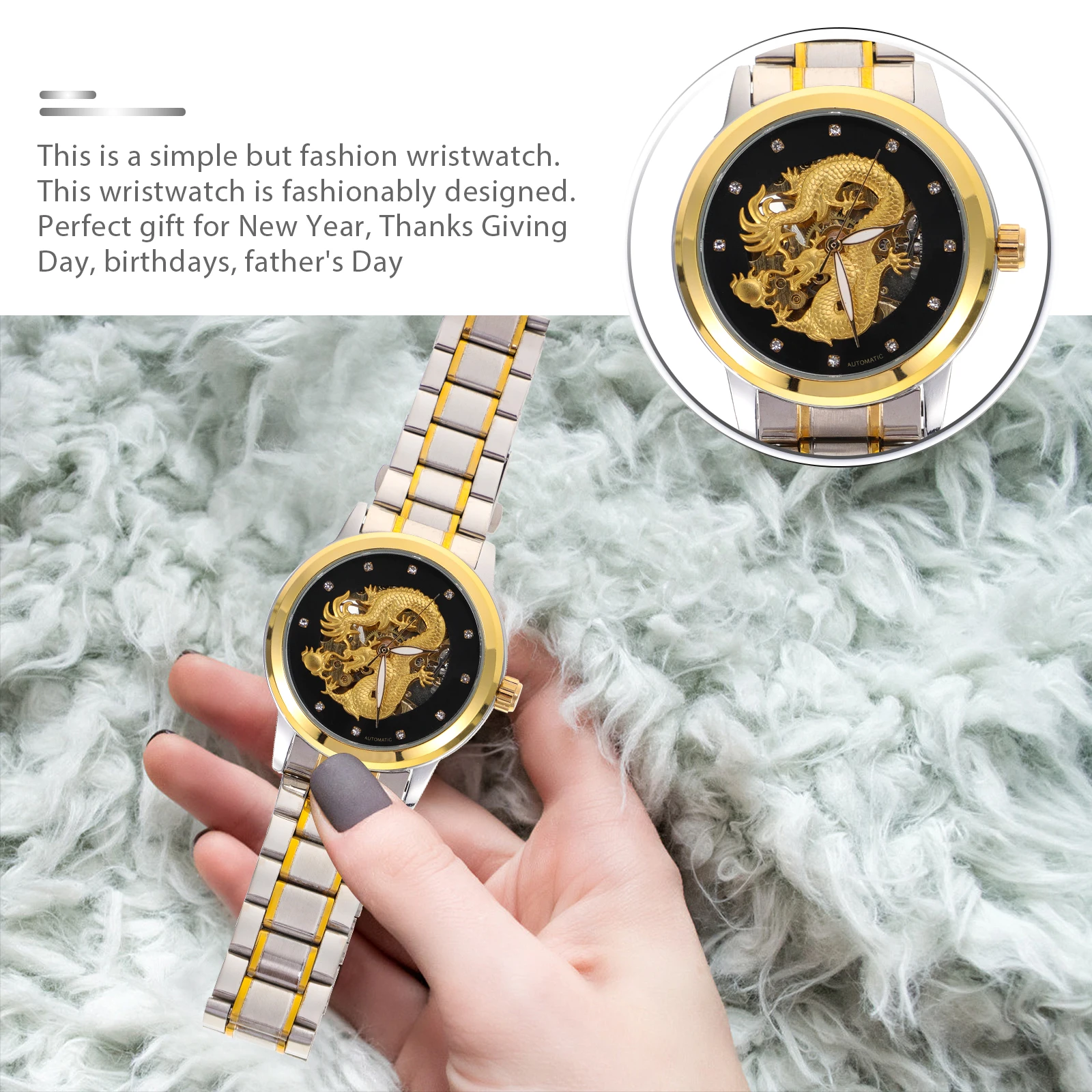 Waterproof Mechanical Watches for Men Durable Stainless Steel Hollow Out Carving Male Business Analog Wristwatch