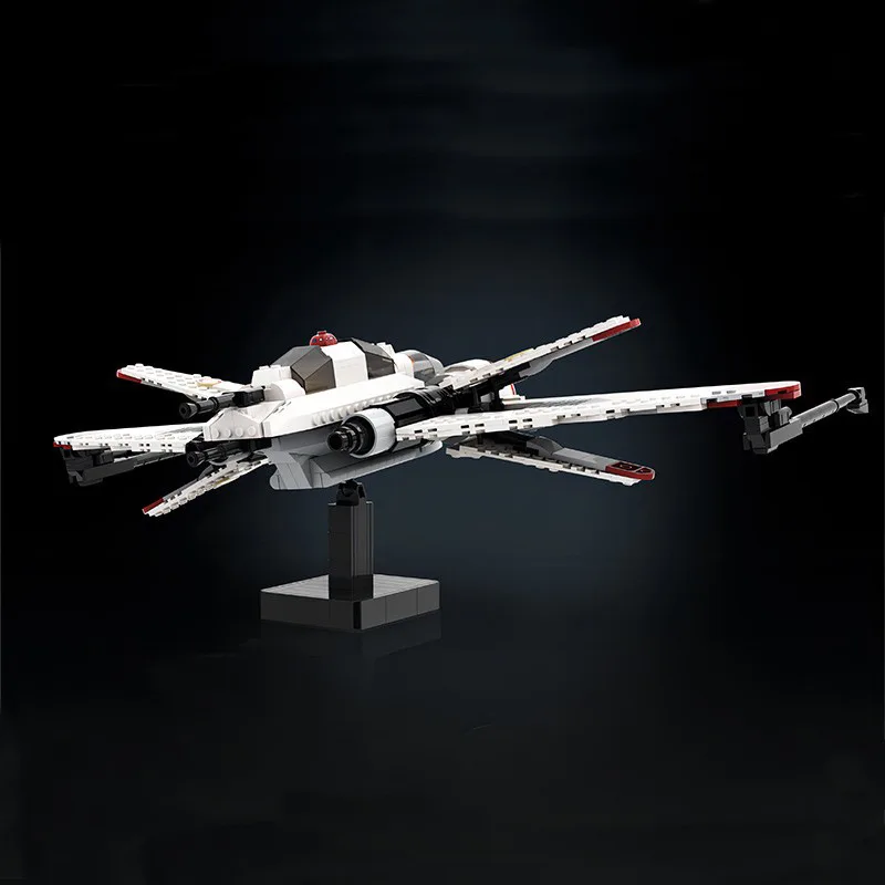 Futuristic Space Fighter MOC Blocks, Sci-Fi Star Combat Aircraft Model, DIY Collectible Toy for Sci-Fi Hobby Fans