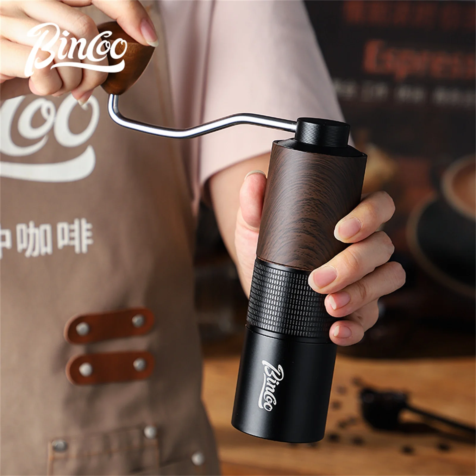 Bincoo Manual Coffee Grinder Professional Espresso Bean Hand Coffee Grinder Barista Mill External Adjustable Coffee Maker