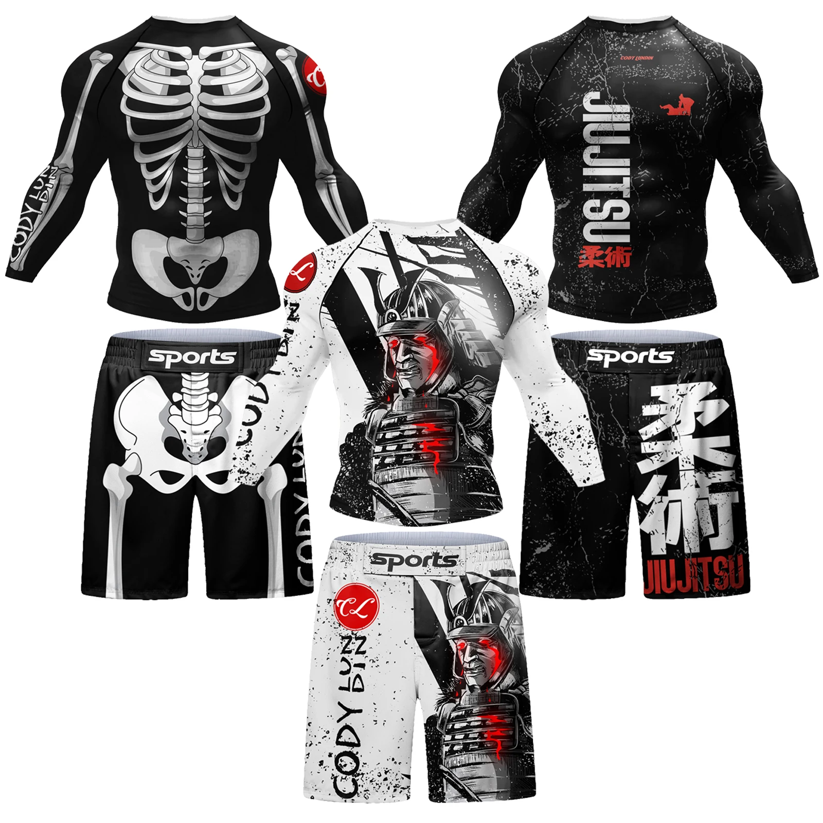 Sublimation Products Men's Compression Sleeve MMA Sweatshirt + Sports Shorts Kit No Gi Jiu Jitsu Set Man Free Shipping Fightwear