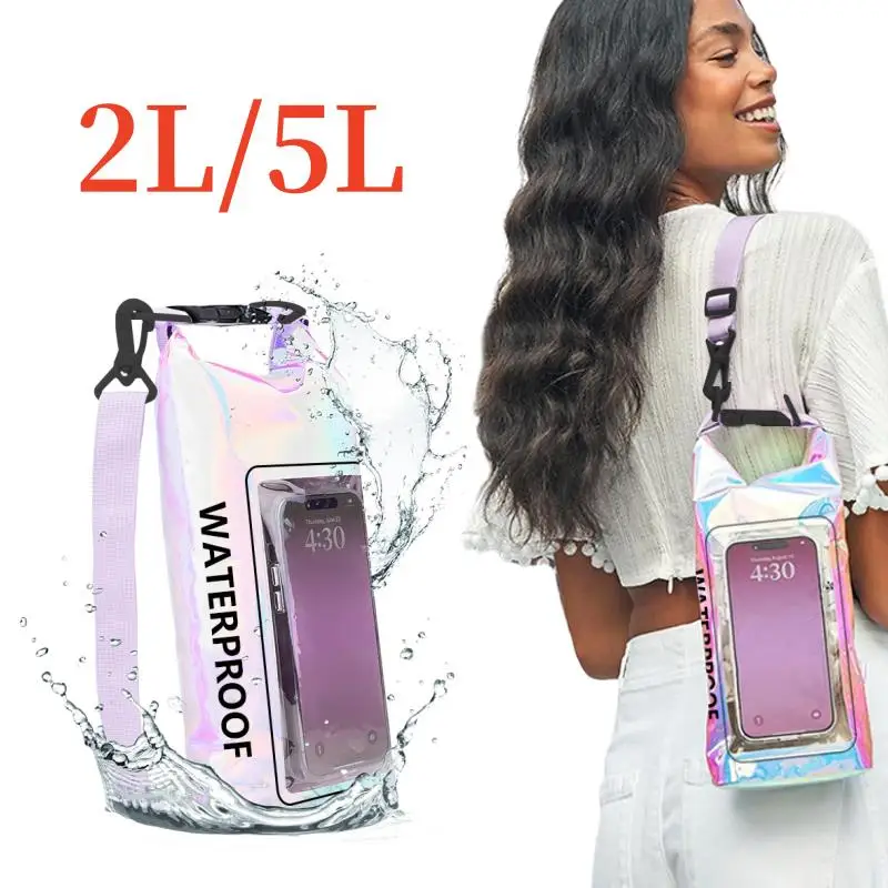 Bolsa seca impermeable con pantalla táctil, bolsa de teléfono de playa para Trekking, Rafting, surf, kayak, bolsas de deportes al aire libre, 2L, 5l