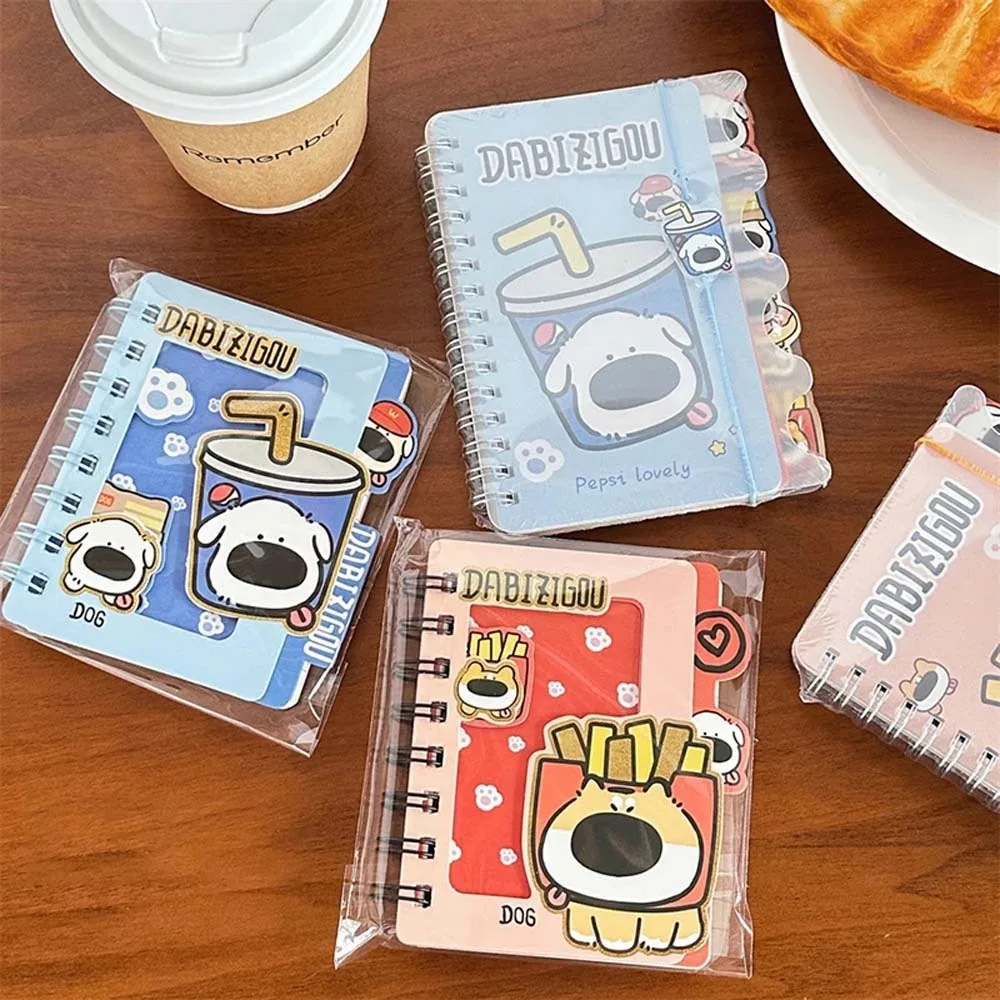 Portable Stationery Cartoon Dog Coil Notebook Memo Pads 80 Inner Pages Mini Notepad Rollover Cartoon Puppy Pocket Planner School