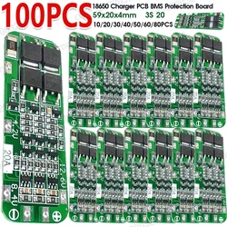 10-100pcs 3S 20A Li-ion Lithium Battery 18650 Charger PCB BMS Protection Board For Drill Motor 12.6V Lipo Cell Module 59x20x4mm