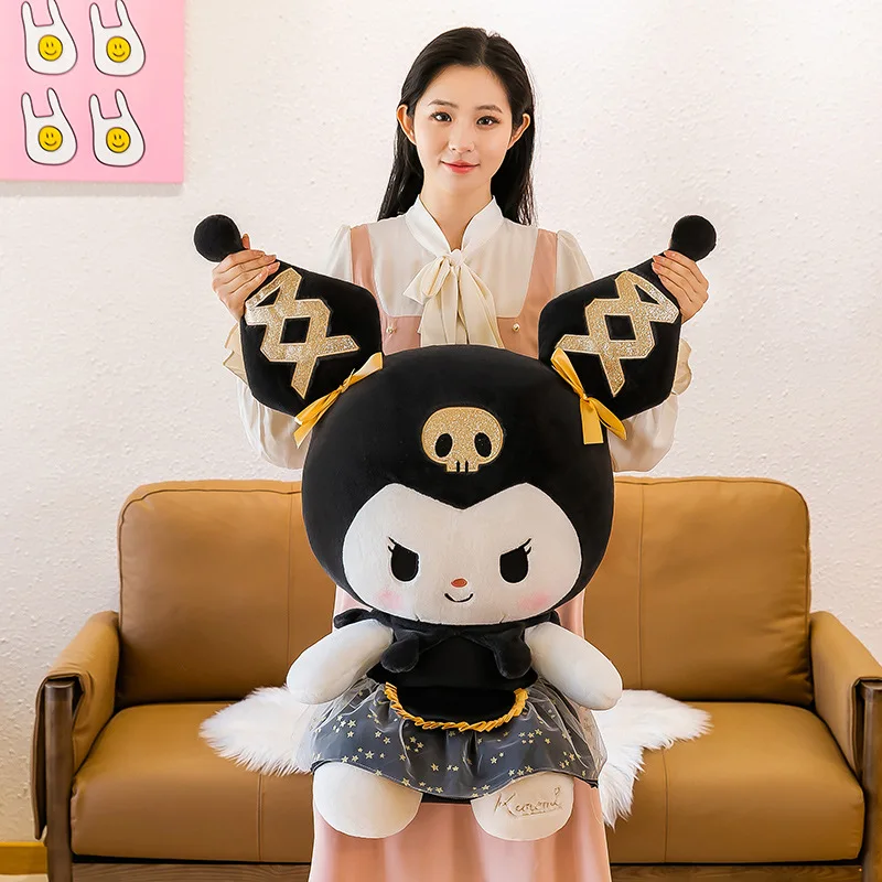 Large Black Gold Kuromi Plush Toy Sanrio Melody Doll Pillow Decoration Girl Birthday Gift