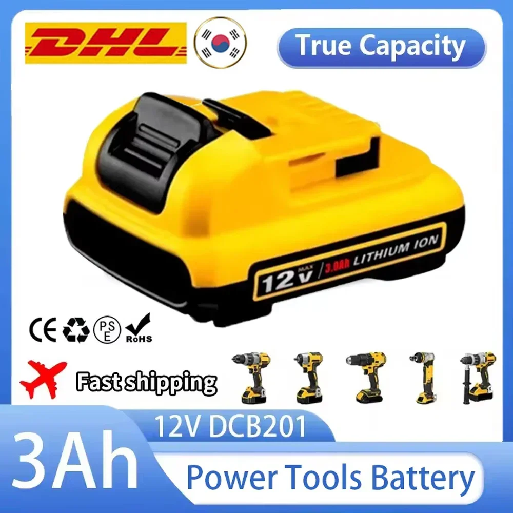 Cordless/Rechargeable for Dewalt DCB120 Lithium ion Batteries 12V 3.0Ah Battery DCB124 DW089LG DCD701F2 Power Tools/Laser Level