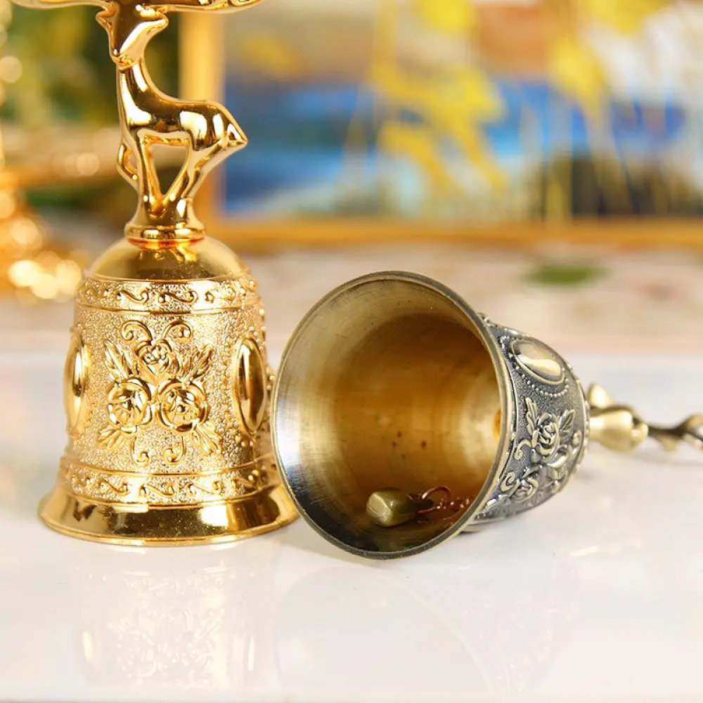Creative Metal Hand Bell Deer Rose Pattern Zinc Alloy Ornament For Restaurant Bar Counter Service Dinner Ring Bell