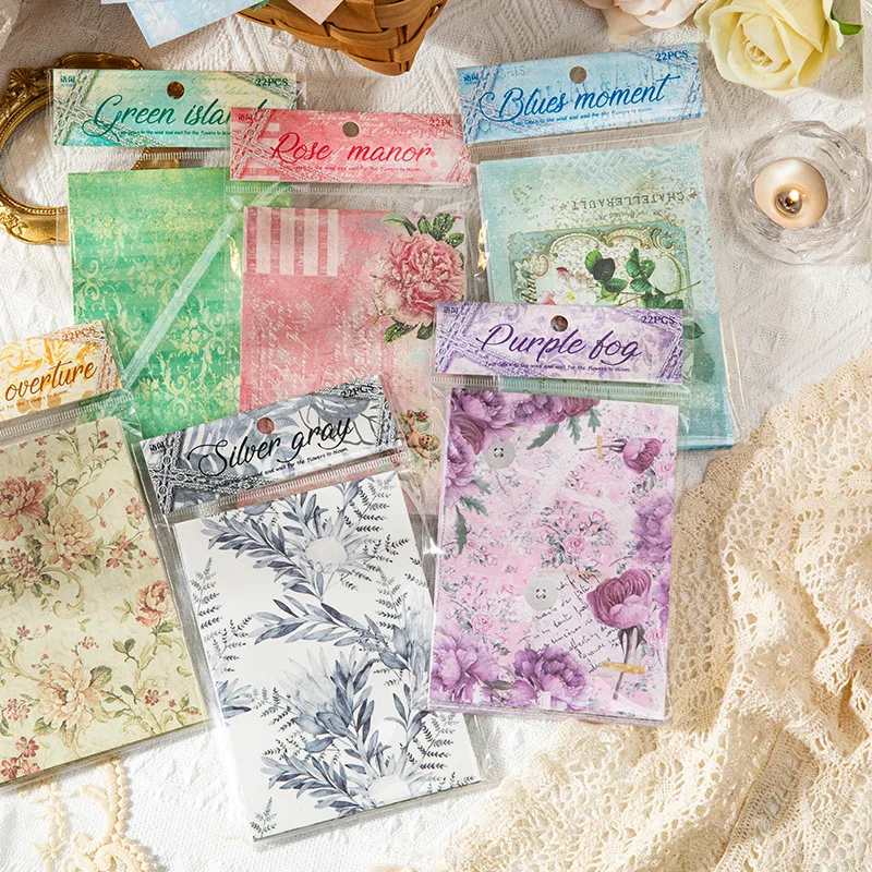 22 buah/lot Bahan Memo Pad Kertas Waktu berbunga seperti mimpi untuk Junk Journal Scrapbooking Dekorasi Latar Belakang Retro