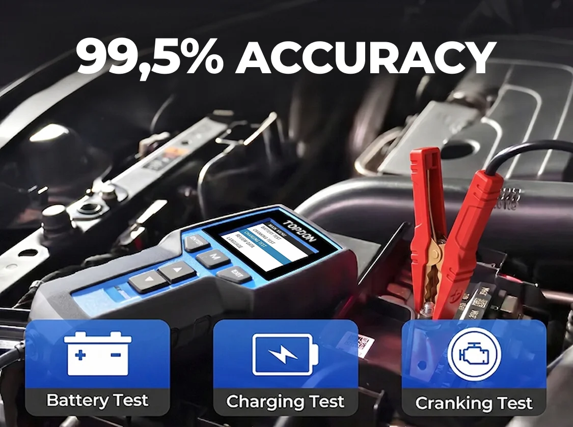TOPDON BT200 Portable Battery Tester Charging Cranking Test Tools for Car 12V Automotive Diagnostic Battery Monitor 100-2000CCA