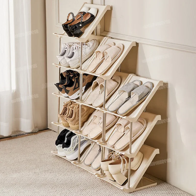 Multi-Layer Shoe Rack Wall Corner Shoes Cabinet Sturdy and Durable  Organizer Shelf  Space Saving Tilted Entry Door Shoes Rack