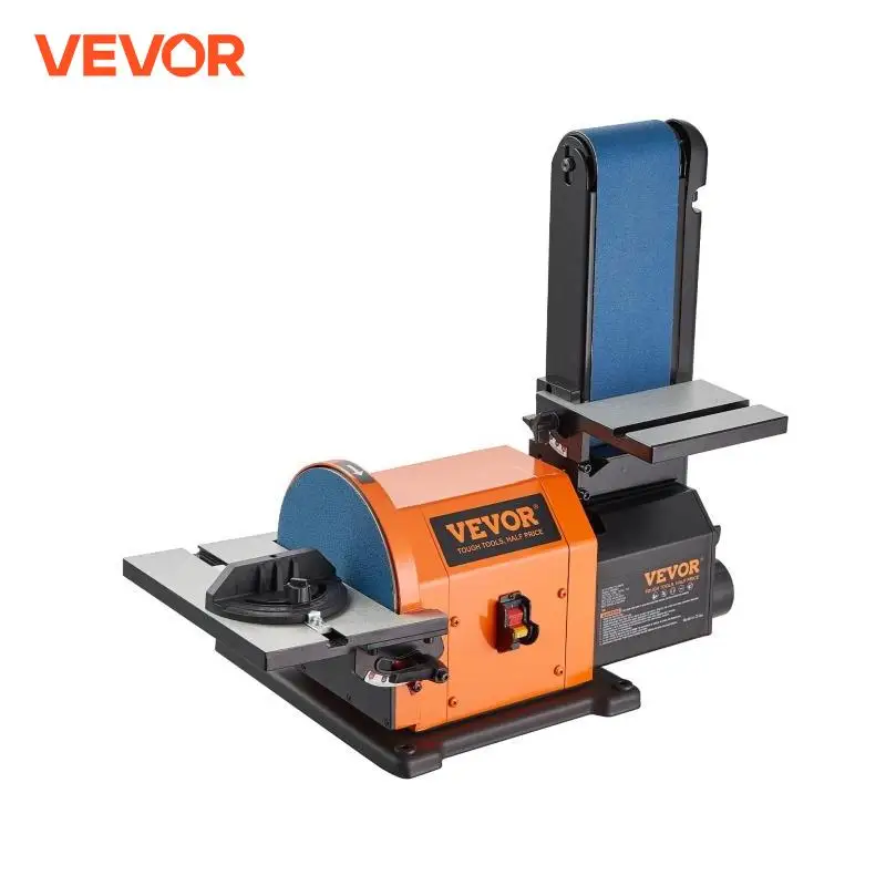 VEVOR Belt Disc Sander Combo with 5A/4.3A/2.5A Induction Motor Belt Sanding Machine Woodworking Deburring Grinder Combo Bench