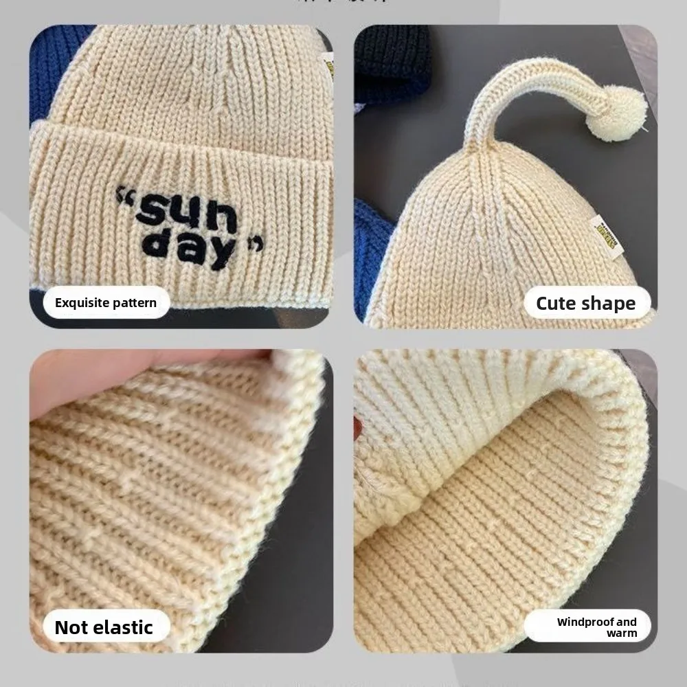 Nuovo berretto pullover con ricamo Sun Day Cappello caldo antivento con protezione per le orecchie Cappello a cuffia lavorato a maglia resistente al freddo