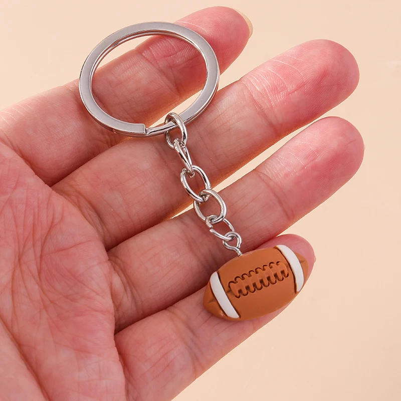 Aihua 3D-Sport-Schlüsselanhänger mit Fußball-, Basketball-, Volleyball- und Rugby-Motiv, Mini-Ball-Schlüsselring für Damen, Herren, Autoschlüssel, Geschenk, Schmuck, Ornament – Detail 5