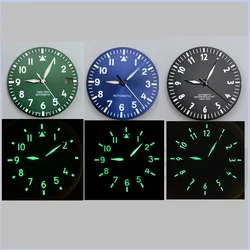 29mm Pilot Style Watch Dial and Hand Sets Black Blue Green White Dial C3 Green Luminous Fit NH35 NH36 2813 ETA PT Movement Watch