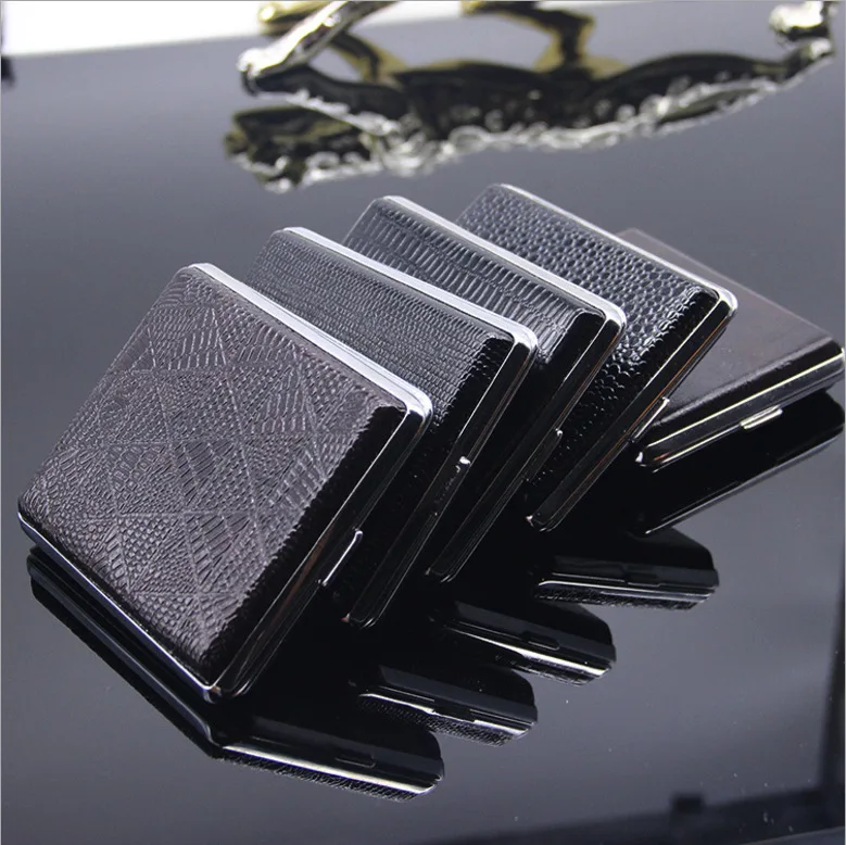 20 Sticks Fashion Double Layer Pipe Creative Personality Cigaret Case Metal Cigarette Box Gifts Cigarette Holder Color Random