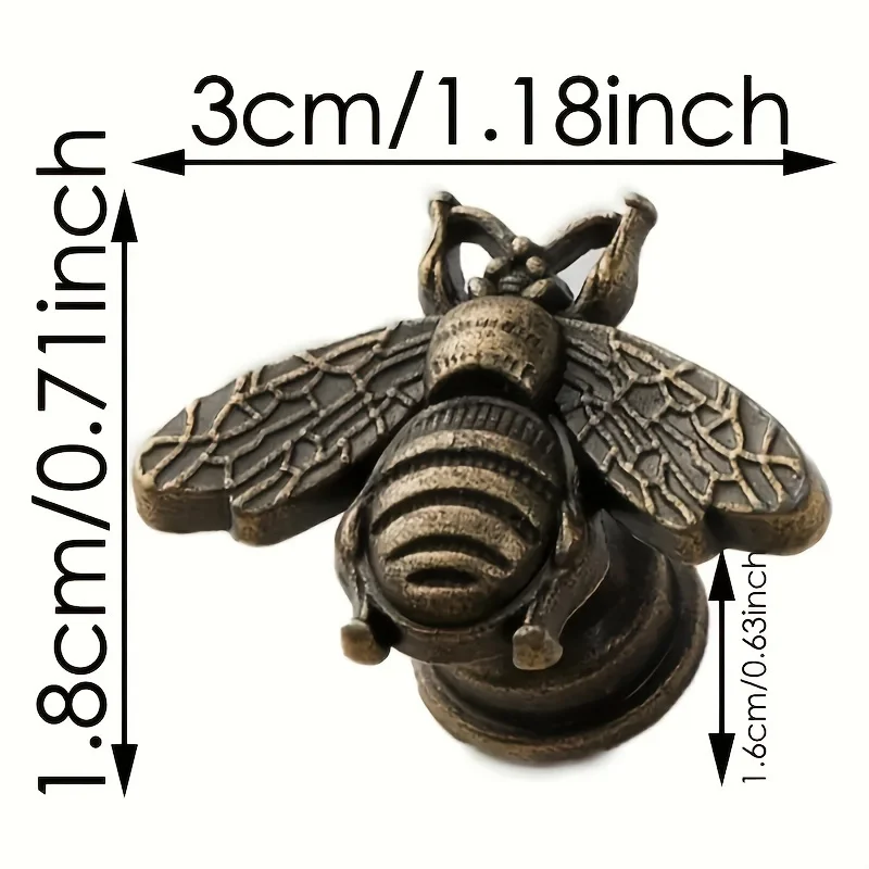10 Pack Zinc Alloy Bee Shape Cabinet Knobs - Vintage Decorative Dresser Drawer Pulls for Home and Wardrobe Furniture Hardware