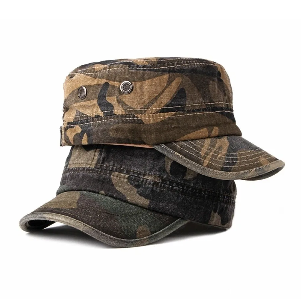 Vintage Flat-Top Baseballkappe Sonnenschutz Outdoor-Sportmütze Verstellbare Freizeit-Kadettenmütze