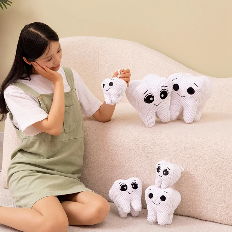 Simulation 22CM Lovely Stuffed Tooth Plush Toys Cute White Teeth Soft Funny Sofa Cushion Decor Gift For Children kids Pillow