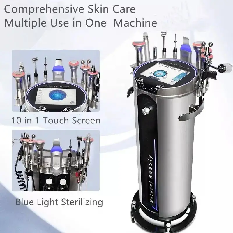 Professional 9 In 1 Hydra Peel Machine Oxygen Facial Skin Cleansing Aqua Peeling Whitening Blackhead Removal Hydro Spa Machine