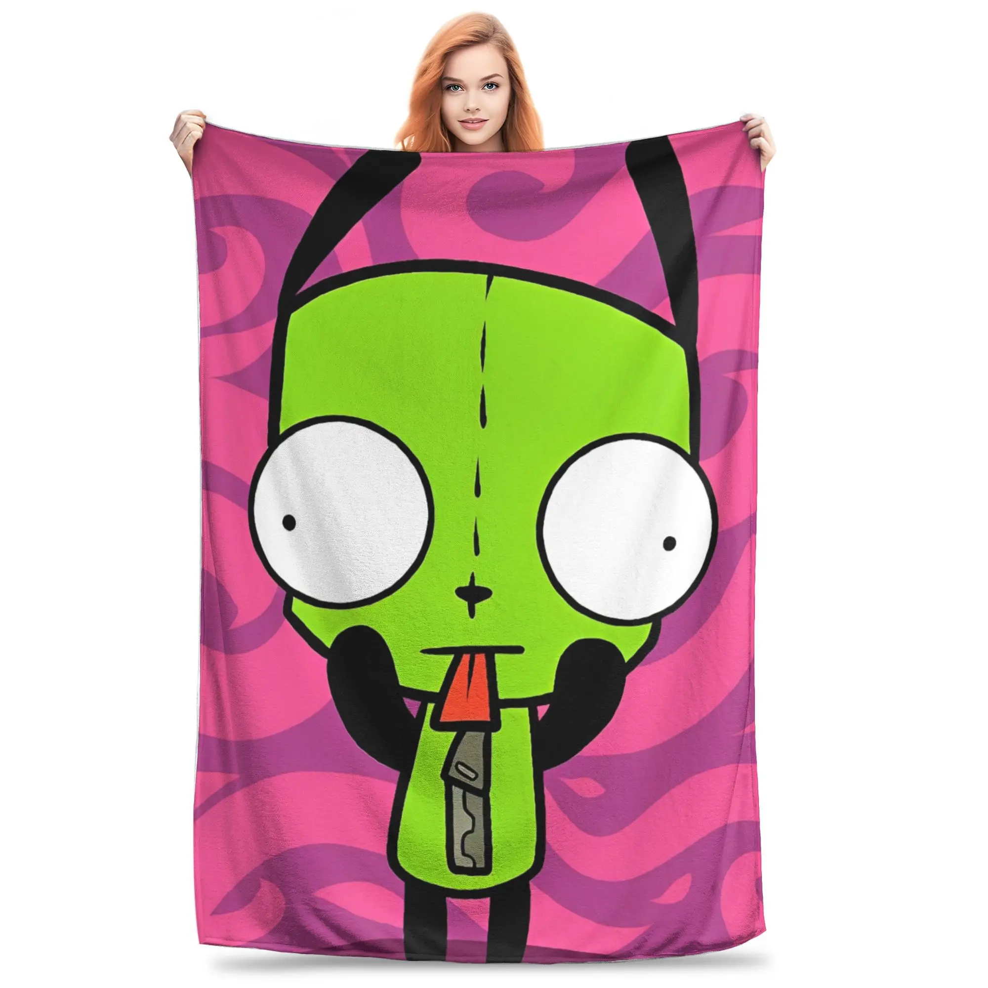 

Одеяла Invader Zim Gir, бархатные украшения, многофункциональные легкие тонкие одеяла для кровати, спальни, плюшевое тонкое одеяло