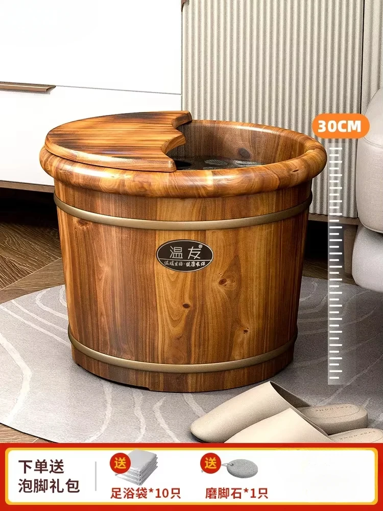 Household Solid Wood  Wash Bucket, Over The Calf Foot Bath Bucket, Insulated Wooden Foot Bath,Portable Foot Spa