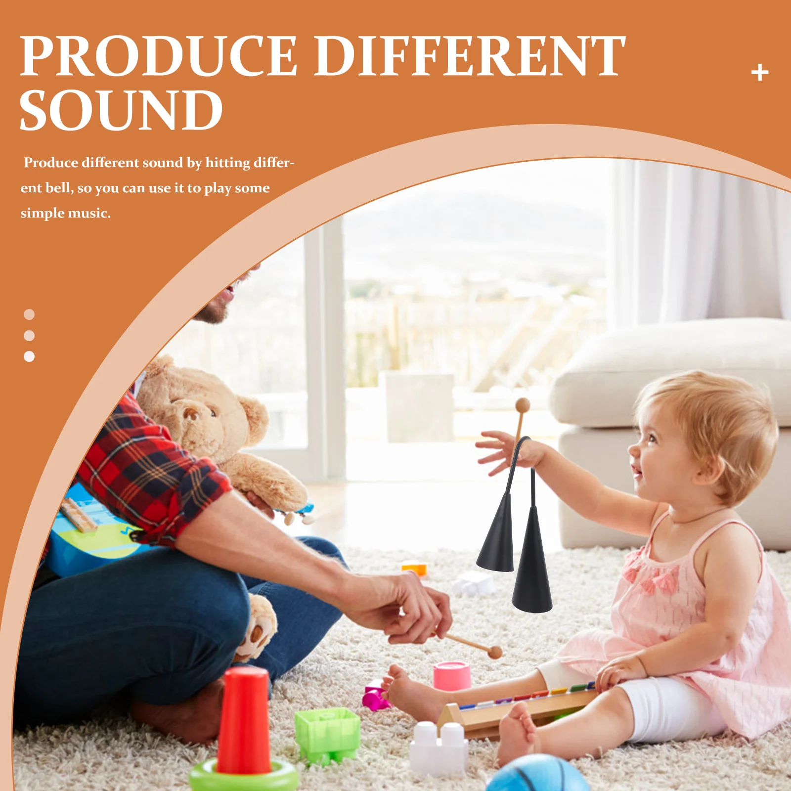 

1 Set Double Metal Cowbells Percussion Instrument Durable Compact Design For Music Development Educational Classroom Tool