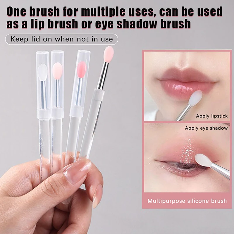 Silikonowy pędzelek do ust z osłonką, kryształowa rączka, pędzelek do korektora, miękkie końcówki do makijażu ust, pędzle do szminki, nie rozbija się.