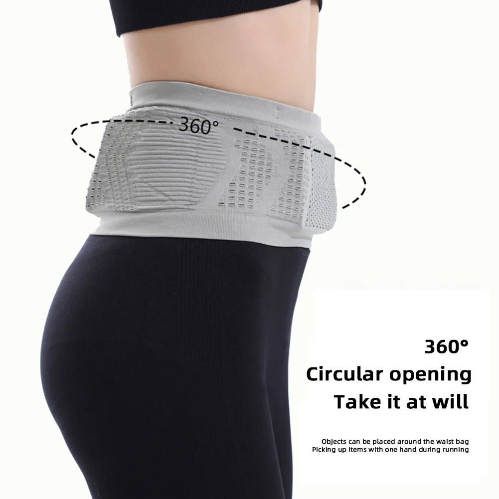 Multifunctional Knit Breathable Concealed Waist Bag Slim Thin Waist Pack With Hanging Hook Lightweight Packet For Riding Fitness