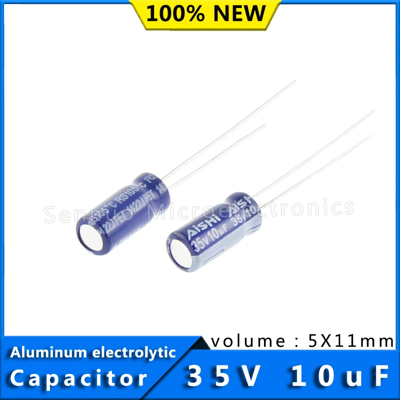 20Pcs 35V 10UF 5*11 5x11 mm Aluminum Electrolytic Capacitors 10uf 35V High Frequency Low Resistance Electrolytic Capacitors