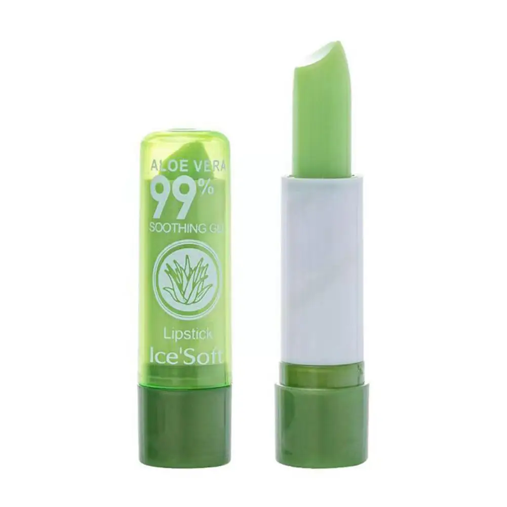 Bálsamo labial de aloe vera, mudança de cor, duradoura, impermeável, cuidado, hidratação, mudança de temperatura, hidratação, a5c6