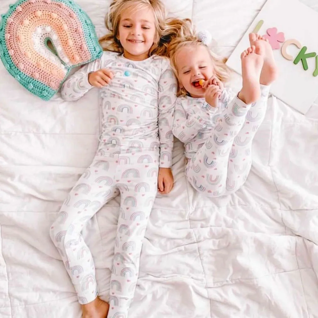 Custom Child Teenager / Teen Clothing Baby Sleeper 95% Bamboo Viscose 5% Spandex Two Piece Pajamas