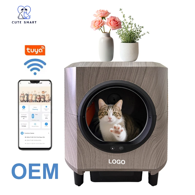 

Заводской новый самоочищающийся лоток для управления приложением, низкий уровень шума, умный кошачий электрический туалет, удаление запаха, большой автоматический ящик для кошачьего туалета