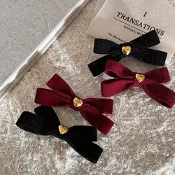 Twinkle Vintage Velvet Love Bow fermaglio per capelli ragazza carina fermaglio per capelli dolce frangia Clip copricapo accessori per capelli