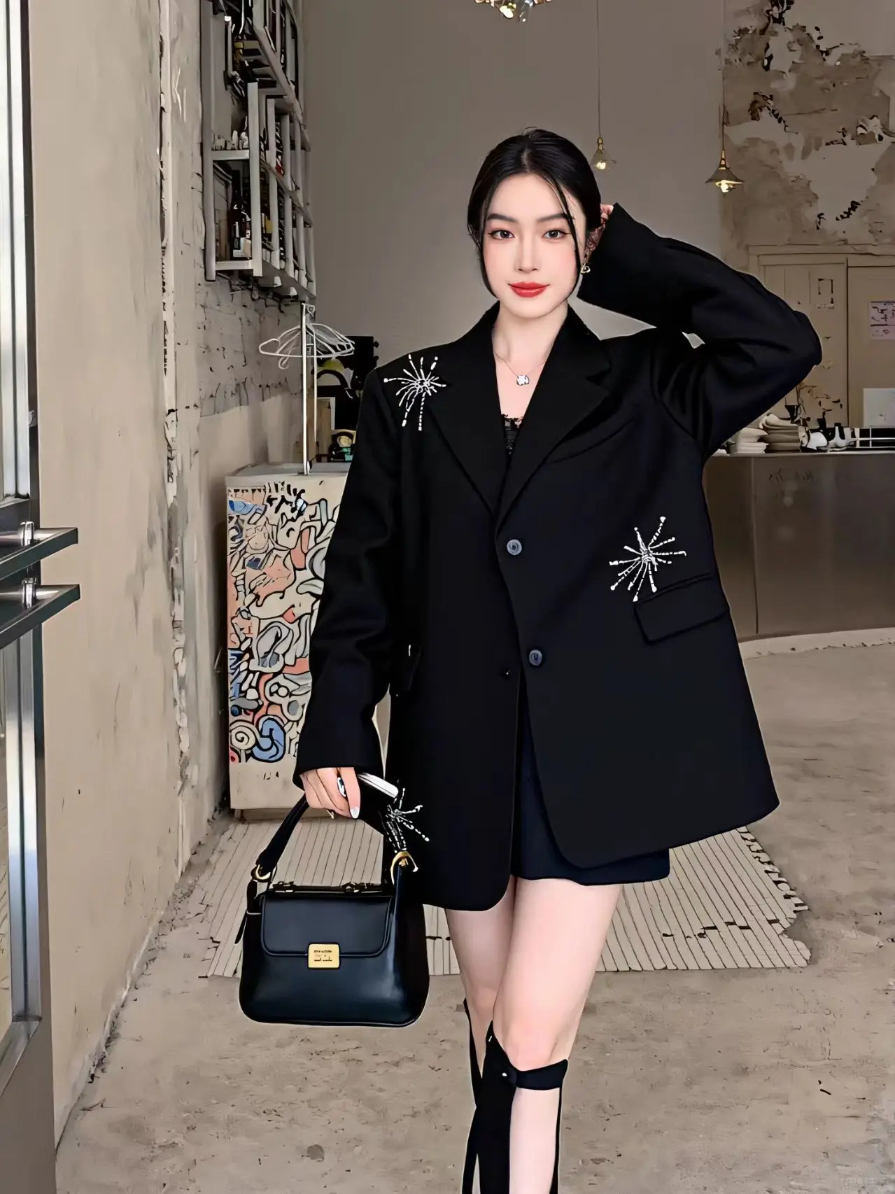2026 Spring Autumn Design Heavy Industry Hot Drilling Ladies Blazer Jacket Casual Korean High Street Temperament Women Suit Coat