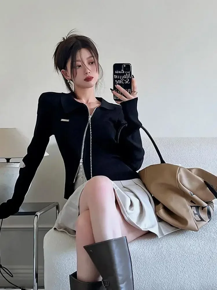 T-shirt noir à manches longues pour femme, streetwear, Harajuku, Y2K, rétro, grunge