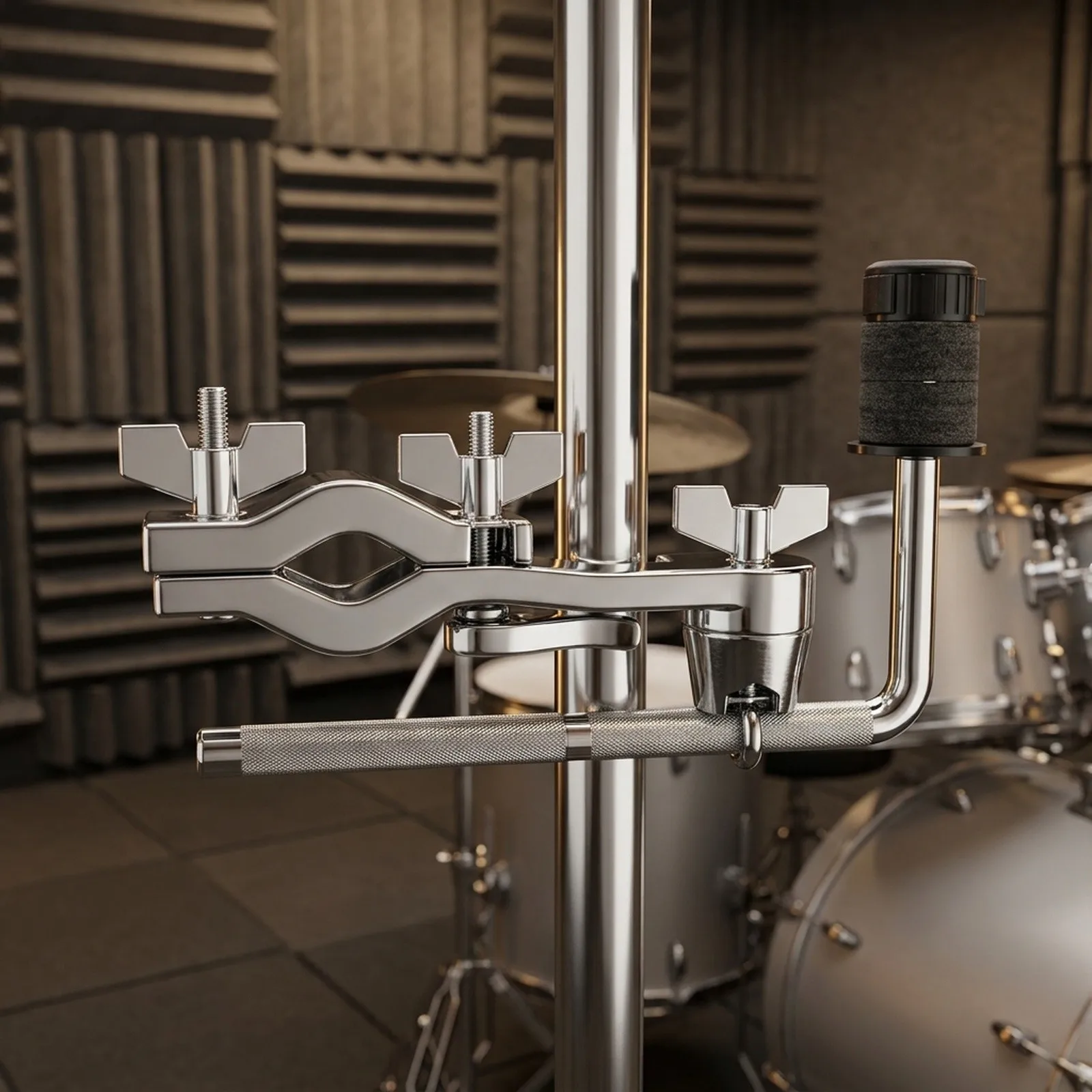 Drum Set Clamp with Adjustable for boom Arms and Holder Bracket to Secure Cymbals and Other Percussion Instruments