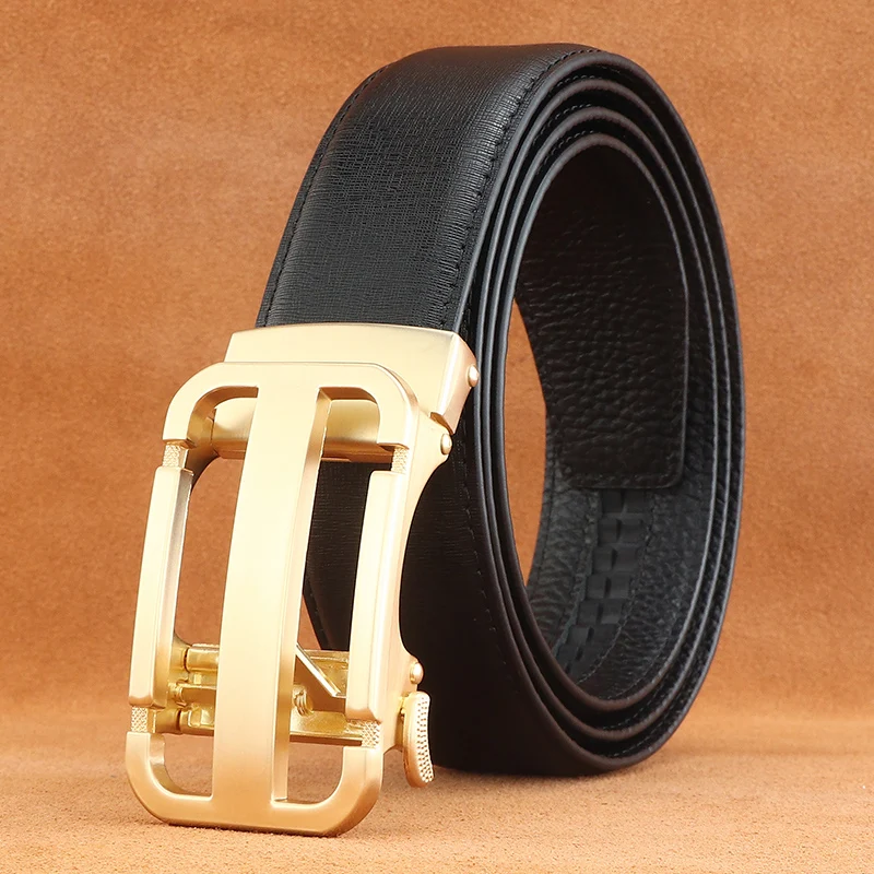 

High Quality men's belts for business with automatic buckle genuine leather cowhide male leisure belt