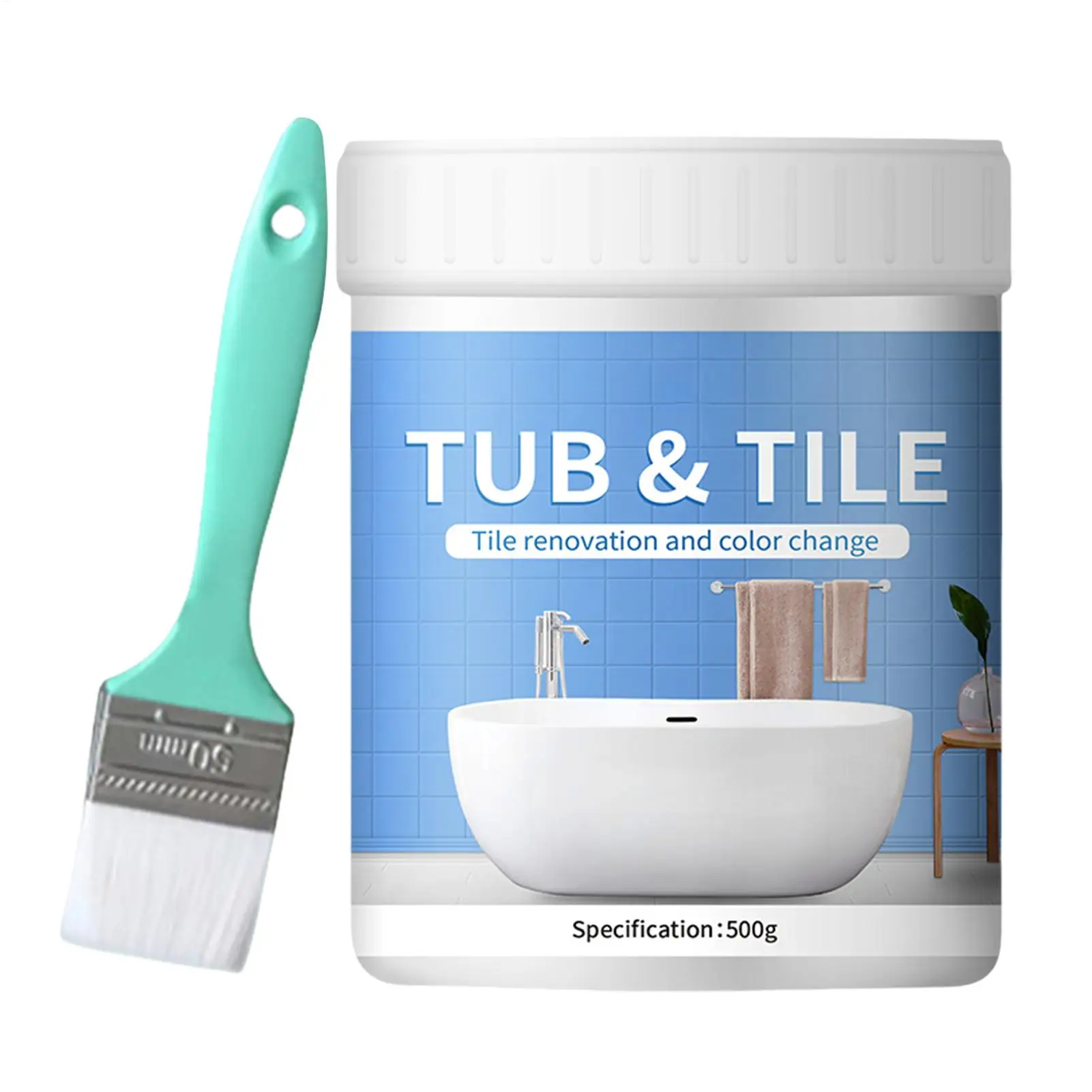 

500g Bathroom Tile Paint Kit Quick-Dry Shower Tile Refinishing Set Ceramic Tile Paint Bathtub Tile Repair Kit Tub Refinish Kit