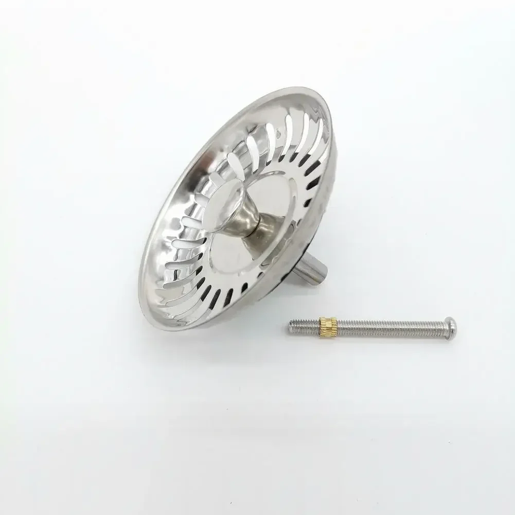 Replacement Stainless Steel Kitchen Sink Drain Filter Strainer Basket Ø82mm With Lifting Valve For Bathroom Basins & Tubs